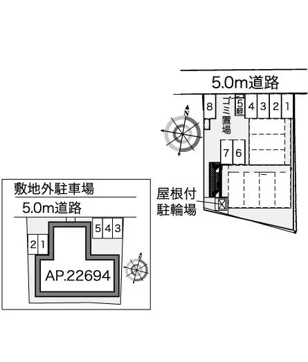 ★手数料０円★函館市湯川町２丁目 月極駐車場